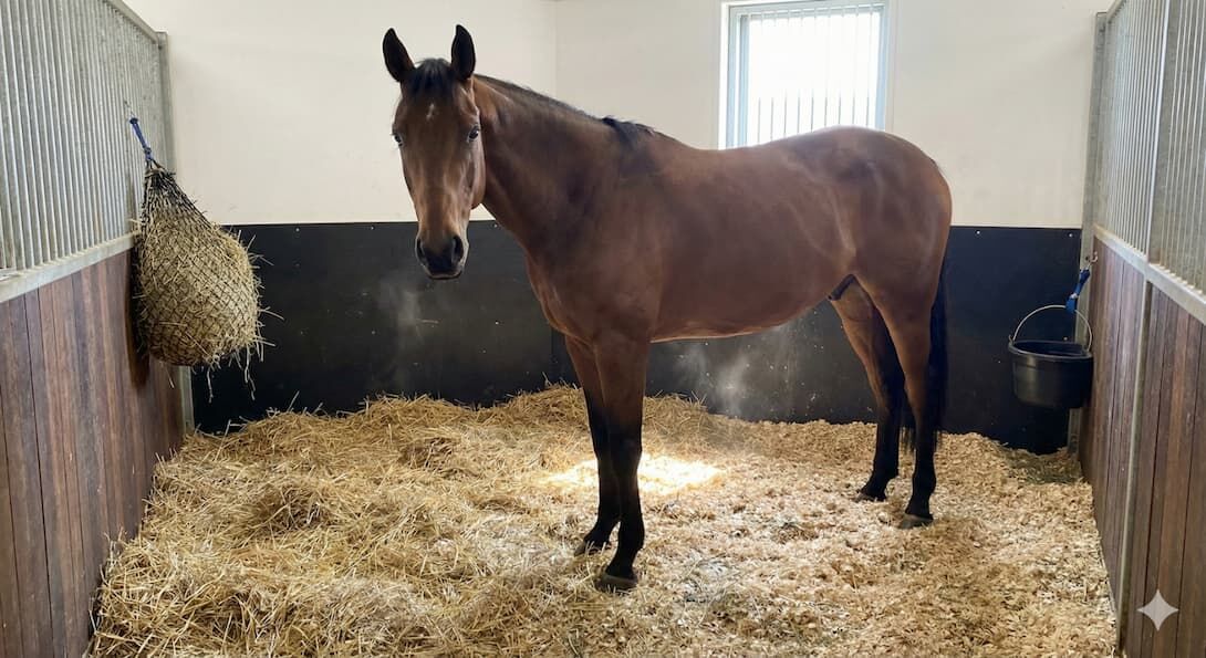 Einstreu in Pferdebox