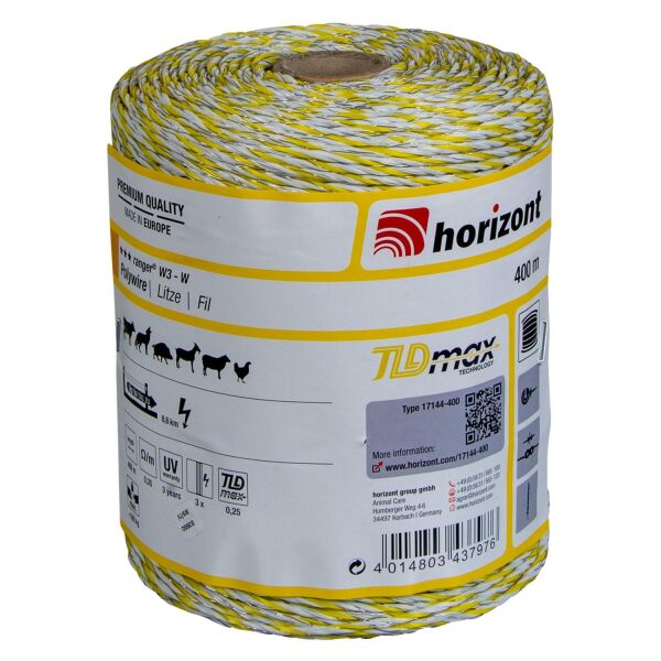 Weidezaunlitze ranger® W3-W | 400 m | 3 Leiter Ø 0,25 mm