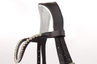 Schwedischer Trensenzaum, schwarz, glitzer, inklusive Zügel mit Grip, Reithalfter ohne Sperriemen