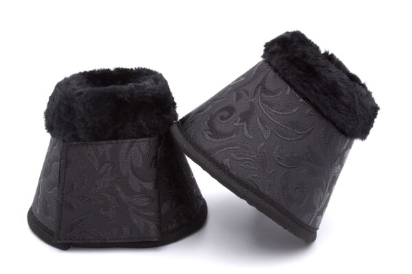 Hufglocken flower mit Fellrand, black, Springglocken schwarz