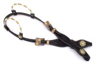 Zweiohr Perlen-Earloop Westerntrense schwarz mit goldenen...