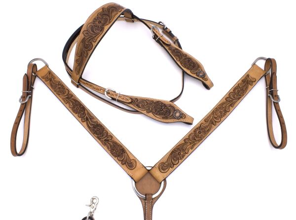 Westerntrense mit Vorderzeug, Set aus Westernkopfstück mit Westernvorderzeug, vintage