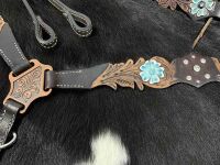 Einohr Westerntrense, Set aus Kopfstück mit Vorderzeug und Zügeln, Vintage-Look, dunkelbraun