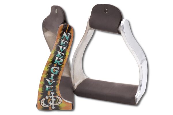 Gedrehte Westernsteigbügel Never give up, twisted Aluminium