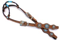 Zweiohr Show Westerntrense hellbraun-türkis mit...