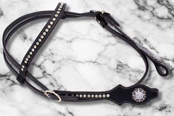 Elegante Kaltblut Westerntrense schwarz mit klaren Strasssteinchen