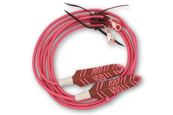 Zügel (Nylon) geflochten mit Lederklatsche und austauschbaren Snaps, rose