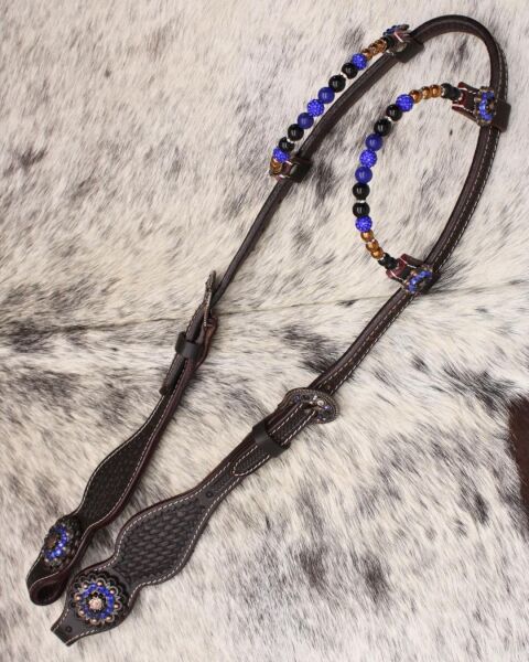 Zweiohr Show Westerntrense royalblau mit Perlen-Earloops