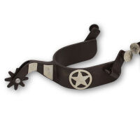 Westernsporen braun mit Texasstern, Rädchensporen