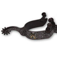 Westernsporen braun mit gravierter Verzierung und...