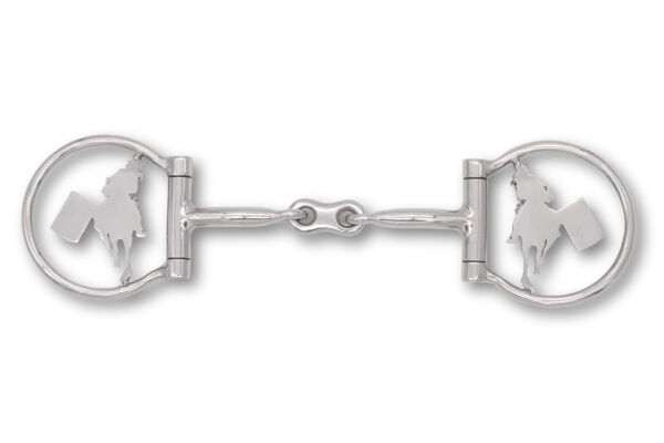 Westerngebiss D-Ring Wassertrense doppelt gebrochen mit Barrel-Racing-Motiv 12,5 cm