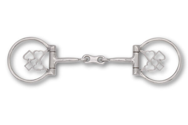 Westerngebiss D-Ring Wassertrense doppelt gebrochen mit Poker-Motiv 12,5 cm