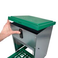 Futterautomat für Hühner Feedomatic mit Trittplatte | 12kg | verzinkt