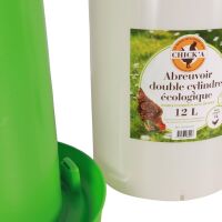 Doppelzylindertränke Greenline 12 Liter – Hühnertränke aus biobasiertem Kunststoff mit Füßen